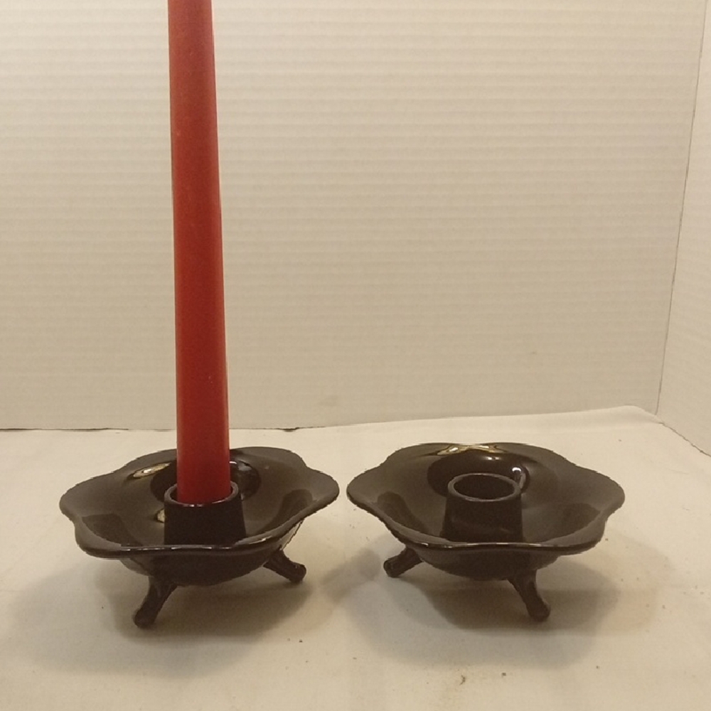 Fenton Elegant Black Candle Holders